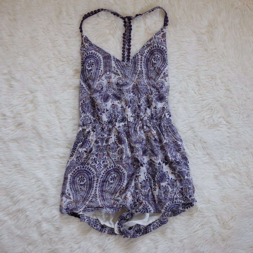 Urban Outfitters Ecote Paisley Open Back Romper XS